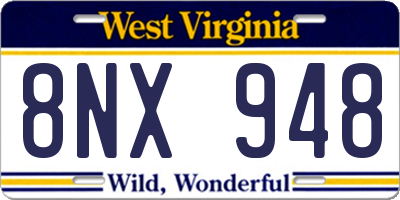 WV license plate 8NX948