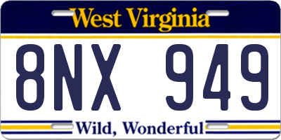 WV license plate 8NX949