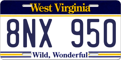 WV license plate 8NX950