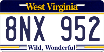 WV license plate 8NX952