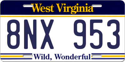 WV license plate 8NX953
