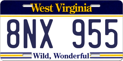 WV license plate 8NX955