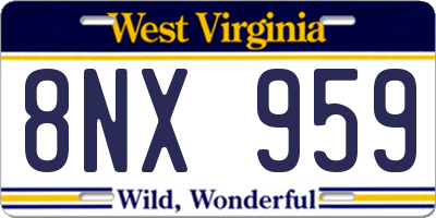 WV license plate 8NX959