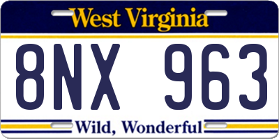 WV license plate 8NX963