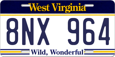 WV license plate 8NX964