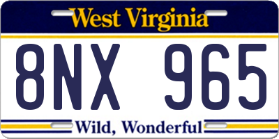 WV license plate 8NX965