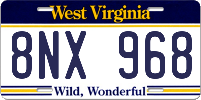 WV license plate 8NX968