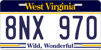 WV license plate 8NX970