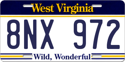 WV license plate 8NX972