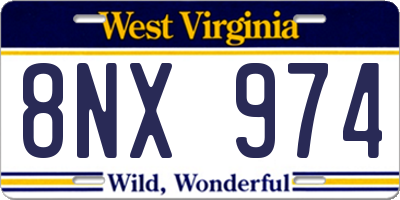 WV license plate 8NX974