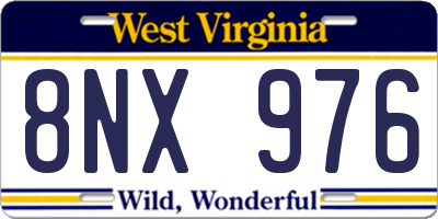 WV license plate 8NX976