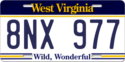 WV license plate 8NX977