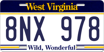 WV license plate 8NX978