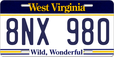 WV license plate 8NX980