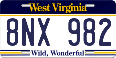 WV license plate 8NX982