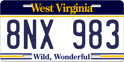 WV license plate 8NX983