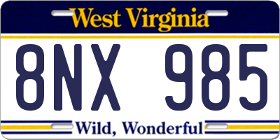 WV license plate 8NX985