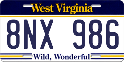 WV license plate 8NX986
