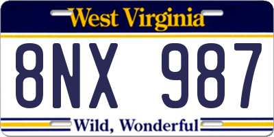 WV license plate 8NX987