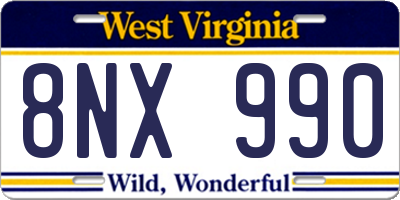 WV license plate 8NX990