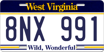 WV license plate 8NX991