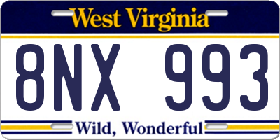 WV license plate 8NX993