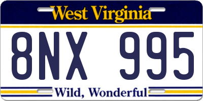 WV license plate 8NX995