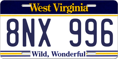 WV license plate 8NX996