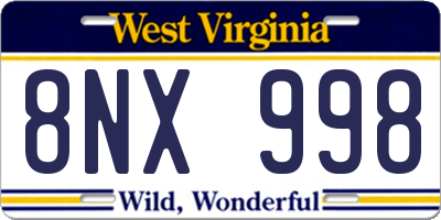 WV license plate 8NX998