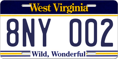 WV license plate 8NY002