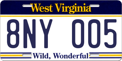WV license plate 8NY005