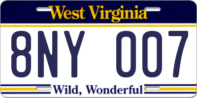 WV license plate 8NY007