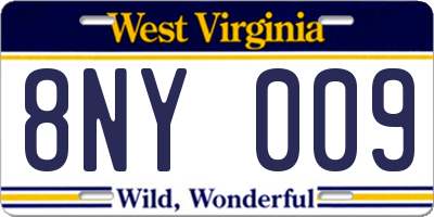 WV license plate 8NY009