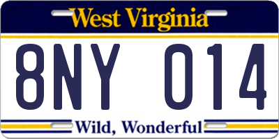 WV license plate 8NY014