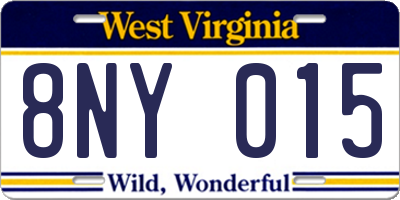 WV license plate 8NY015
