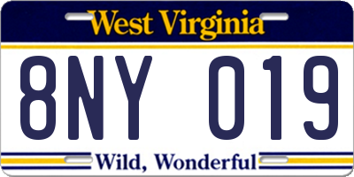 WV license plate 8NY019