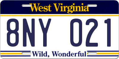 WV license plate 8NY021