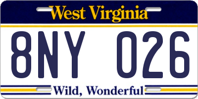 WV license plate 8NY026