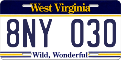 WV license plate 8NY030