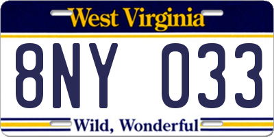 WV license plate 8NY033