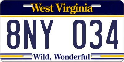 WV license plate 8NY034