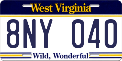 WV license plate 8NY040