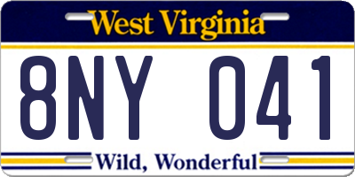 WV license plate 8NY041