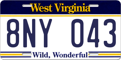 WV license plate 8NY043
