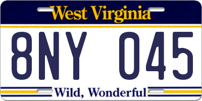 WV license plate 8NY045