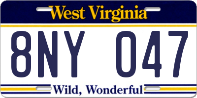 WV license plate 8NY047