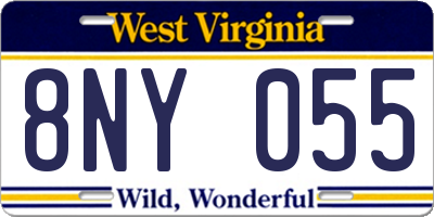 WV license plate 8NY055