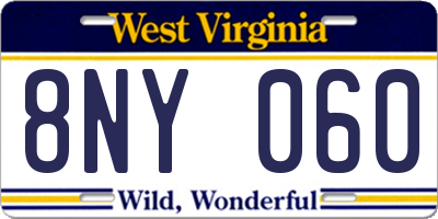 WV license plate 8NY060