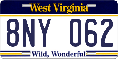 WV license plate 8NY062