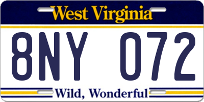 WV license plate 8NY072